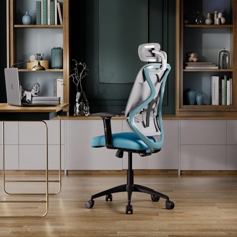 Wakefit Gravita Ergonomic Office Chair for Work | 3 Year Warranty | Single Lock and Recline | Soft Armrest with 3 Dimension adjustability| Strong Nylon Base | 8+ Hours of Comfort| White and Green
