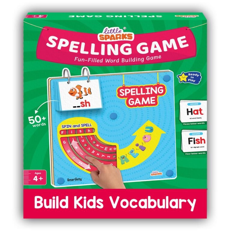 Smartivity Spelling Game Learning Toy for Kids 4-8 Years Old I 50+ Picture Cards I Birthday Gift I Educational Word & Vocabulary Building Toy with Rotating Letter Wheels I Travel-Friendly
