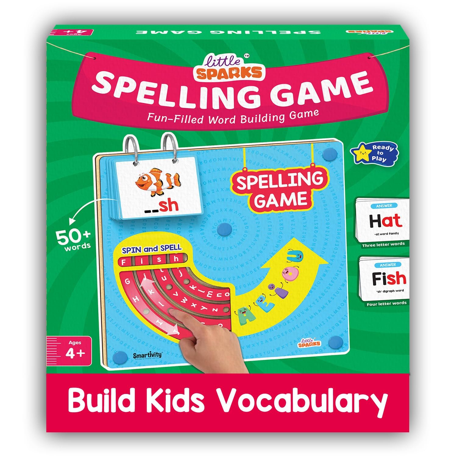 Smartivity Spelling Game Learning Toy for Kids 4-8 Years Old I 50+ Picture Cards I Birthday Gift I Educational Word & Vocabulary Building Toy with Rotating Letter Wheels I Travel-Friendly