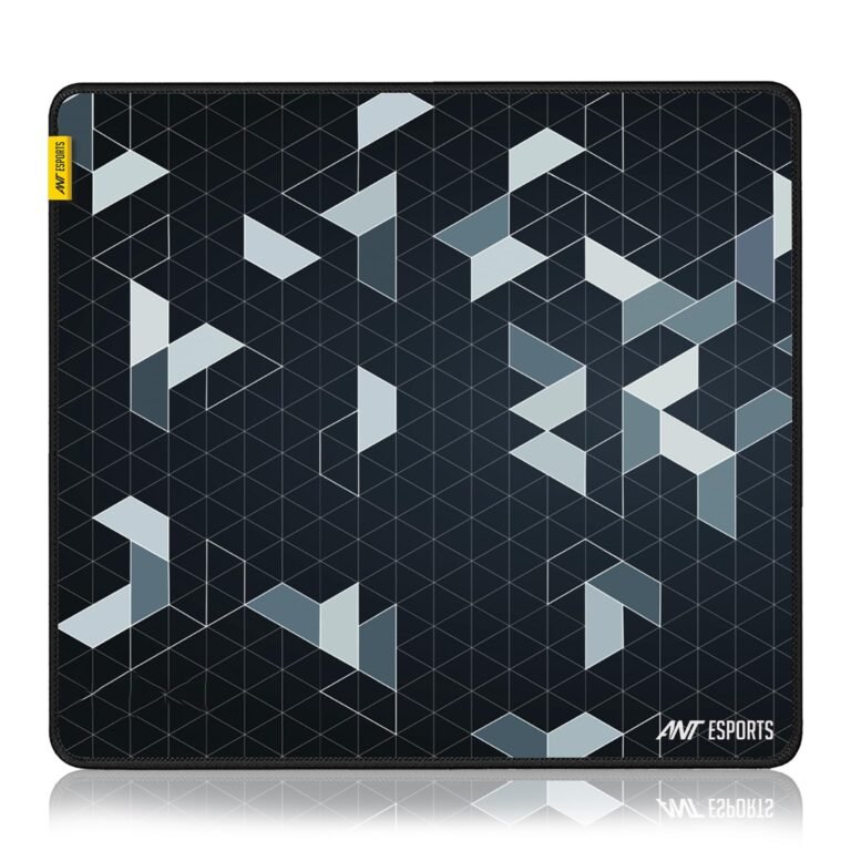 Ant Esports Prism Mouse Pad with Anti-fray Stitching, Waterproof Surface & Non-Slip Rubber Base with Stitched Edges Gaming Mouse Mat for Laptop, Compatible with Laser and Optical Mice – Black