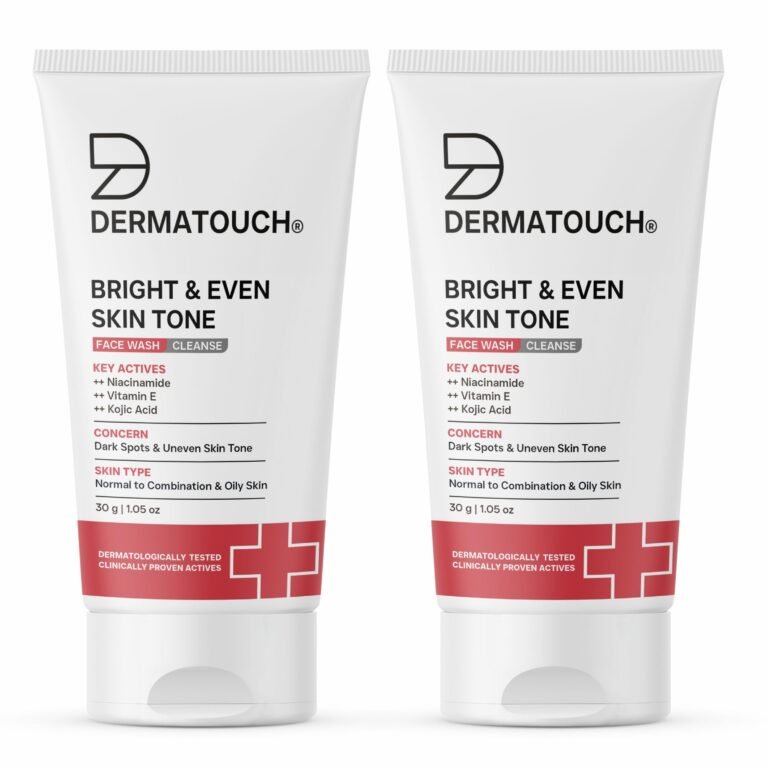 DERMATOUCH Bright & Even Tone Face Wash with Niacinamide, Vitamin E and Kojic Acid | For Tan, Pigmentation Dark Spots & Uneven Skin Tone | Oil Control | Dermatologist Tested | For Men & Women | 30g (Pack of 2)