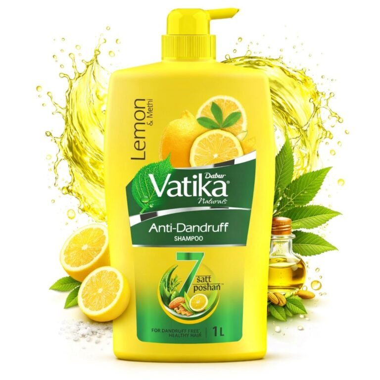 Dabur Vatika Lemon Anti-Dandruff Shampoo – 1 L | Reduces Dandruff from 1st Wash | Moisturises Scalp | Provides Gentle Cleansing, Conditioning & Nourishment to Hair
