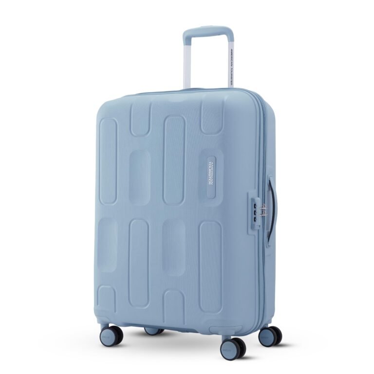 American Tourister Ivy 2.0|Medium Size Check-in Spinner Trolley Bag (68 cm)|360° 8 Wheel Travel Luggage|Hard Case Polypropylene (PP) Suitcase|Combination Lock|Blue Frog