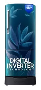 Samsung 183 L, 4 Star, Digital Inverter, Direct-Cool Single Door Refrigerator (RR20H28249U/NL, Paradise Bloom Blue, Base Stand Drawer, Single Touch Defrost, 2026 Model)