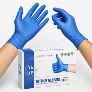AM Safe X Powder Free Blue Nitrile Gloves for Hands 100pcs | Food Grade Heavy Duty Disposable Multipurpose Gloves | Single Use | Cleaning, Kitchen, Tattoo, Salon, Automotive & Examination Gloves Large