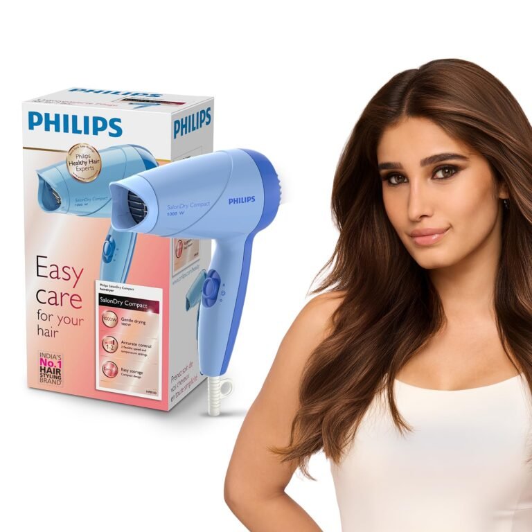Philips India’s No.1 Hair Styling Brand -Hair Dryer 1000W |Blow Dry for Men & Women | 2 Heat Settings| ThermoProtect tech |Travel-Friendly, Quick Dry, Frizz Control | For Indian Hair | HP8100/60 Blue