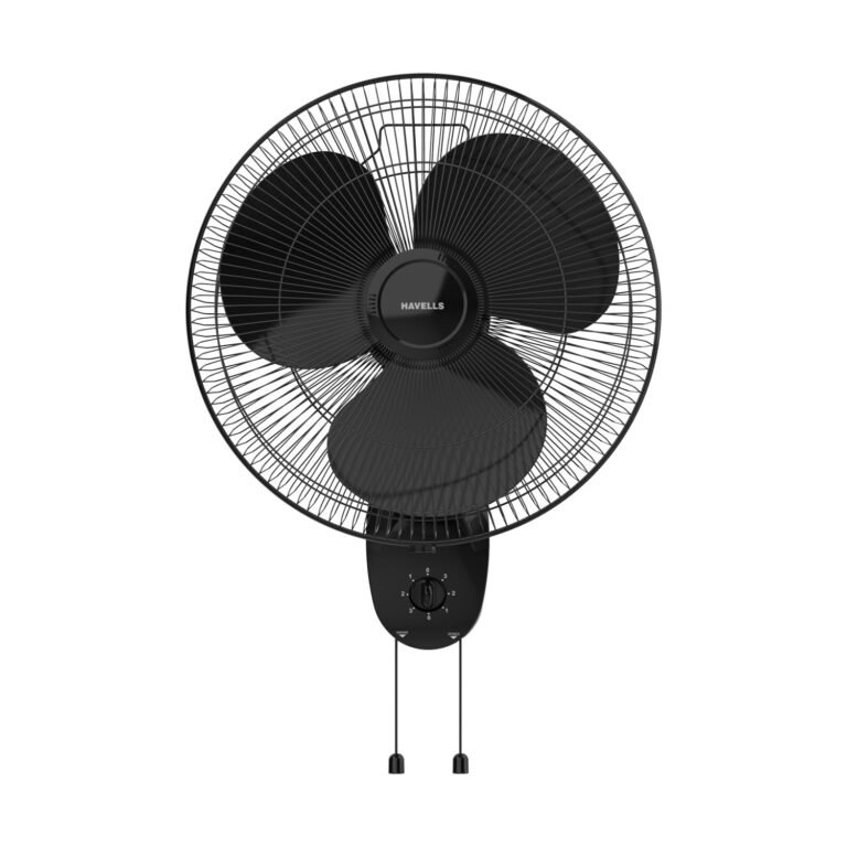 Havells Gatik Pro 400mm Wall Mount Fan|RPM: 1350|Double string for Speed & Oscillation control | Thermal Overloaded Protected Motor | 100% Copper Wire Winding Motor | 2 Year Warranty,230 Volts(Black)
