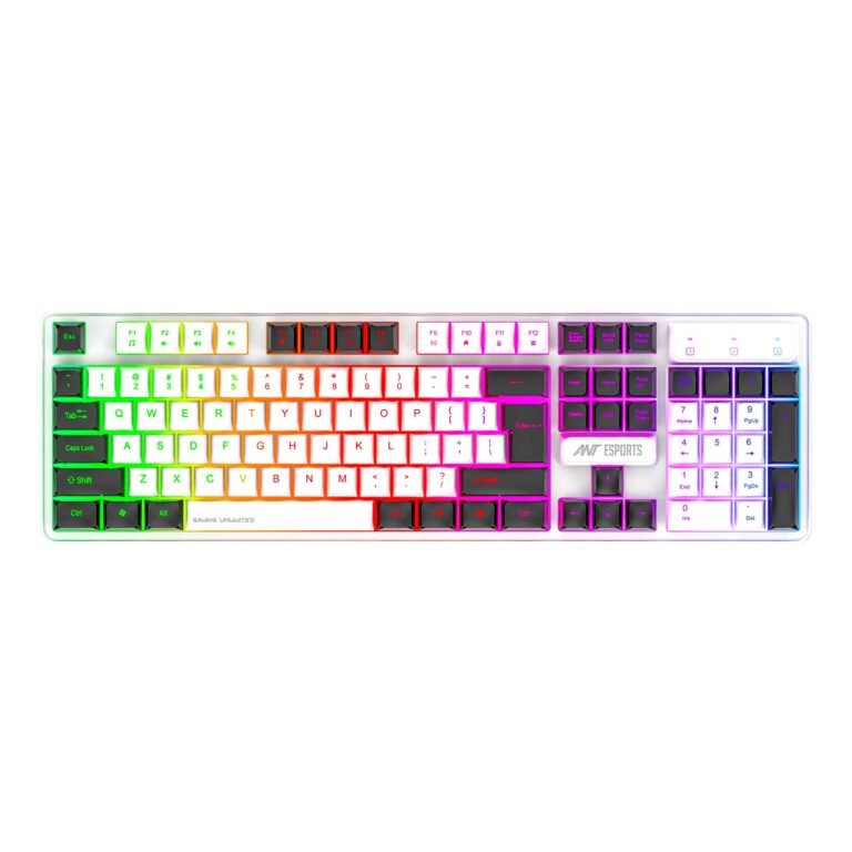 Ant Esports MK1700 RGB Wired Gaming Keyboard, Full Size 104 Keys with LED Backlit, Silent Membrane, 12 Multimedia Keys, USB Plug & Play for PC & Laptop (Mercury)