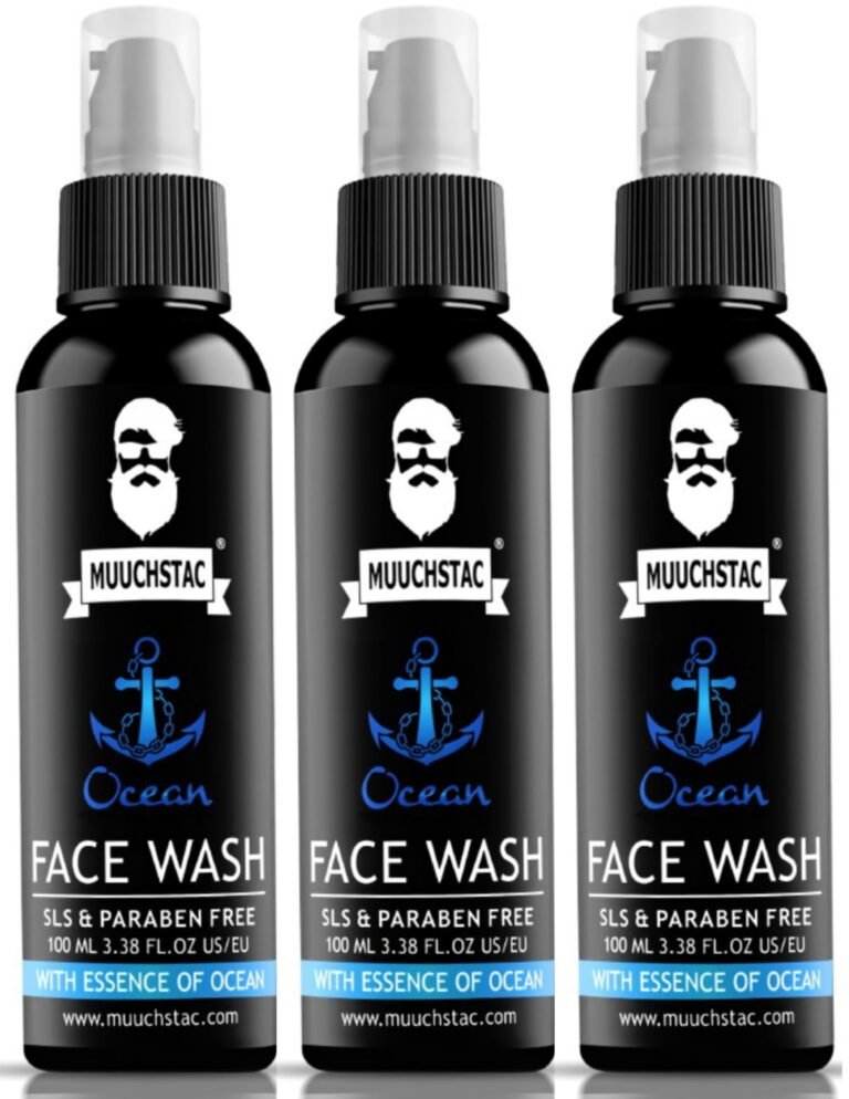 Muuchstac Ocean Face Wash for Men | Fight Acne & Pimples, Brighten Skin, Clears Dirt, Oil Control, Refreshing Feel – Multi-Action Formula (3×100 ml)
