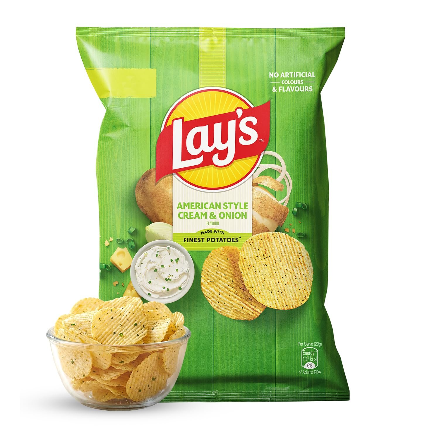 Lay’s American Style Potato Chips – Cream & Onion, 58 Gm/52.9 Gm [weight may vary]