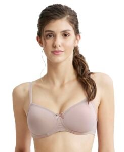 Jockey 1723 Women Wirefree Padded Super Combed Cotton Elastane Stretch Medium Coverage T-Shirt Bra with Lace Styling