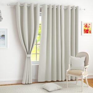 Story@Home 100% True Blackout Door Curtains 7 Feet Long Set of 2 | Solid Design |Room Darkening Curtain | Thermal Insulated Curtains for Living Room, Bedroom | (116 X 215 Cm, Pastel Ivory)