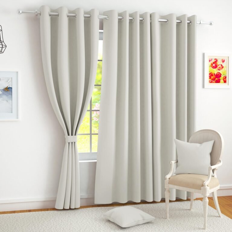 Story@Home 100% True Blackout Door Curtains 7 Feet Long Set of 2 | Solid Design |Room Darkening Curtain | Thermal Insulated Curtains for Living Room, Bedroom | (116 X 215 Cm, Pastel Ivory)