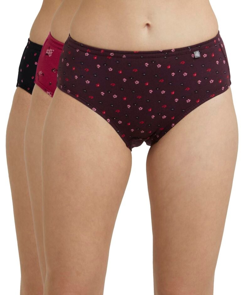Jockey 1406 Women High Coverage Super Combed Cotton Hipster with Concealed Waistband and StayFresh Treatment_(Pack of 3, Colors & Prints May Vary)