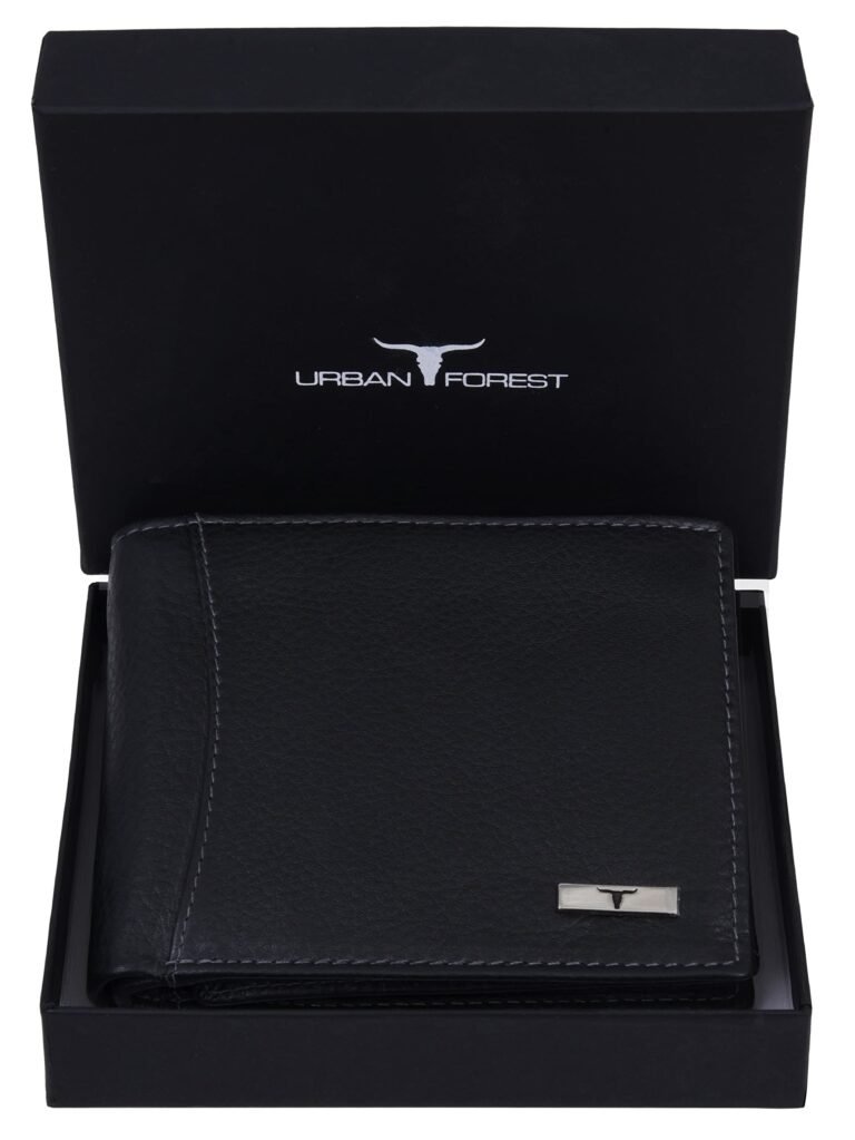 URBAN FOREST Oliver Black Leather Wallet for Men with RFID Protection