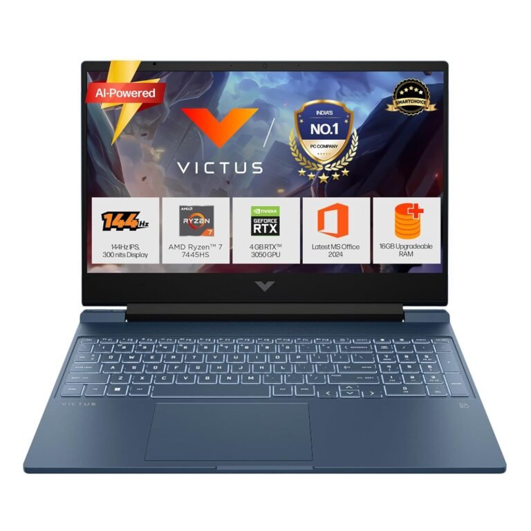 HP Smartchoice Victus, AMD Ryzen 7 7445HS, 6GB RTX 3050, 16GB DDR5(Upgradeable) 512GB SSD, 144Hz, 300 nits, 15.6”/39.6cm, Win 11, Office 24, Blue, 2.29kg, fb3134/20ax, Xbox Gamepass*, Gaming Laptop