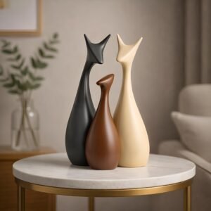 Xtore® Home Decor Lucky Deer Family Matte Finish Ceramic Figures – (Set of 3, Matte Brown)