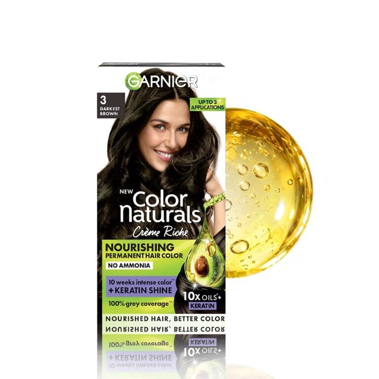 Garnier, Hair Colouring Creme, Long-lasting Colour, Smoothness & Shine, Color Naturals, Shade: 3 Darkest Brown, 70ml + 60g