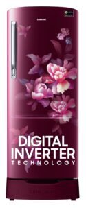 Samsung 183 L, 5 Star, Digital Inverter, Direct-Cool Single Door Refrigerator (RR20D2825HN/NL, Himalaya Poppy Red, Base Stand Drawer)