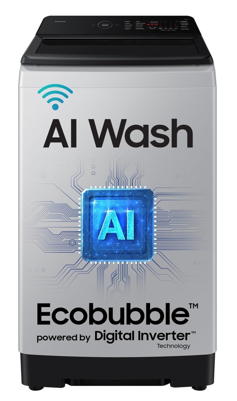 Samsung 8 Kg, 5 Star, AI Wash, AI Energy Mode, Wi-Fi, Ecobubble, AI VRT+, Super Speed, Soft Closing Door, Digital Inverter, Fully-Automatic Top Load Washing Machine (WA80F08S2LTL, Lavender Gray)
