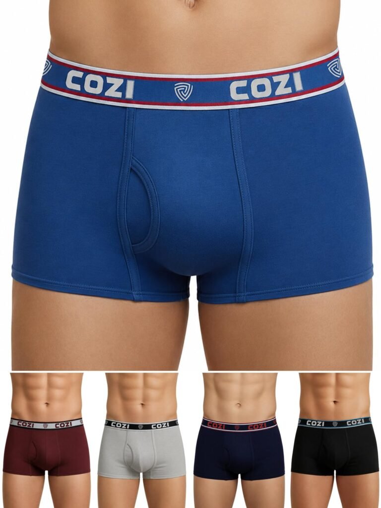 Lux Cozi Mens Pure Cotton Solid Mini Trunk | Mini Trunk Underwear for Men | Color and Print May Vary | Pack of 5
