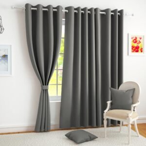 Story@Home 100% True Blackout Long Door Curtains 9 Feet Set of 2 | Solid Design |Room Darkening Curtain | Thermal Insulated Curtains for Living Room, Bedroom | (116 X 275 Cm, Ash Grey)