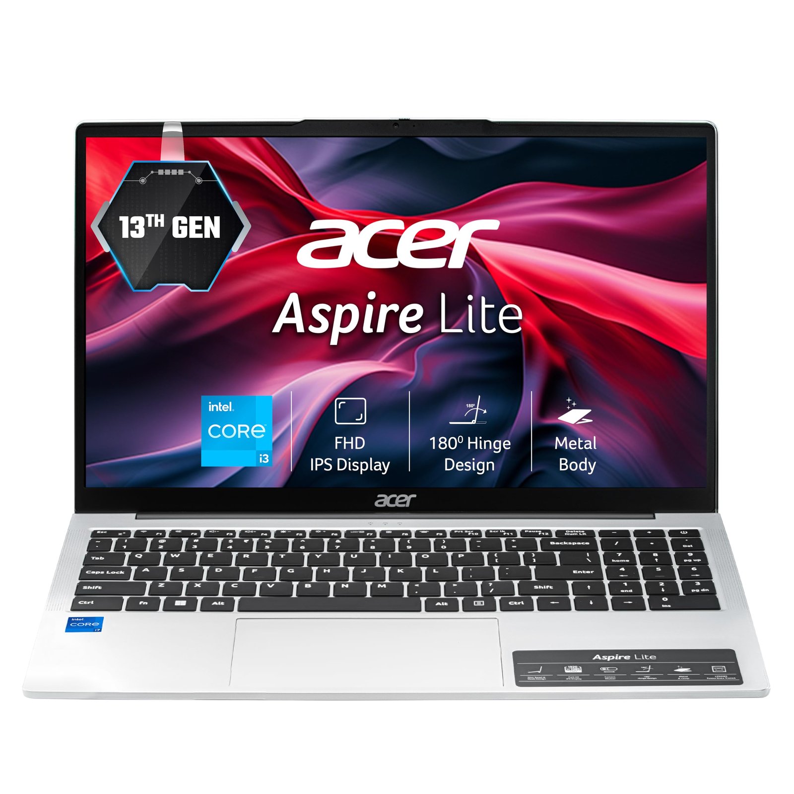 Acer Aspire Lite, 13th Gen Intel Core i3-1305U, 8GB RAM, 512GB SSD, FHD, 15.6″/39.62cm, Windows 11 Home, Steel Gray, 1.59KG, AL15-53, Metal Body, Thin and Light Premium, Laptop