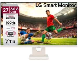 LG 27U511SA 68.58 cm (27 Inch) Full HD (1920×1080) IPS Smart Monitor with webOS, 100Hz, Wi-Fi, Bluetooth, Miracast, AirPlay2, Speakers, HDMI, USB-A, Slim Stand, 3-Side Virtually Borderless, (Black)