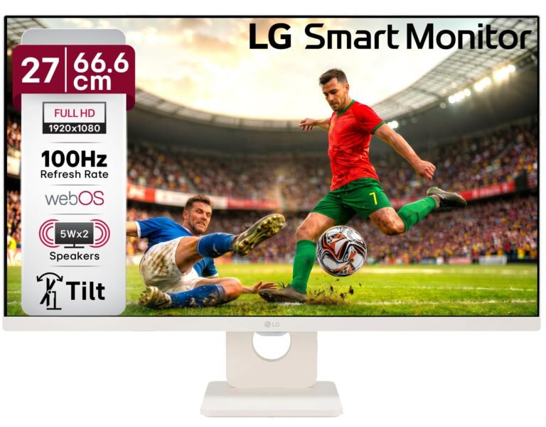 LG 27U511SA 68.58 cm (27 Inch) Full HD (1920×1080) IPS Smart Monitor with webOS, 100Hz, Wi-Fi, Bluetooth, Miracast, AirPlay2, Speakers, HDMI, USB-A, Slim Stand, 3-Side Virtually Borderless, (Black)