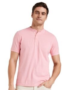 Amazon Brand – Symbol Men’s Cotton Rich Polo T Shirt | Mandarin Collar Tshirts | Half Sleeves | Plain – Regular Fit (Available in Plus Sizes)