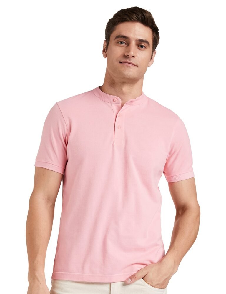 Amazon Brand – Symbol Men’s Cotton Rich Polo T Shirt | Mandarin Collar Tshirts | Half Sleeves | Plain – Regular Fit (Available in Plus Sizes)
