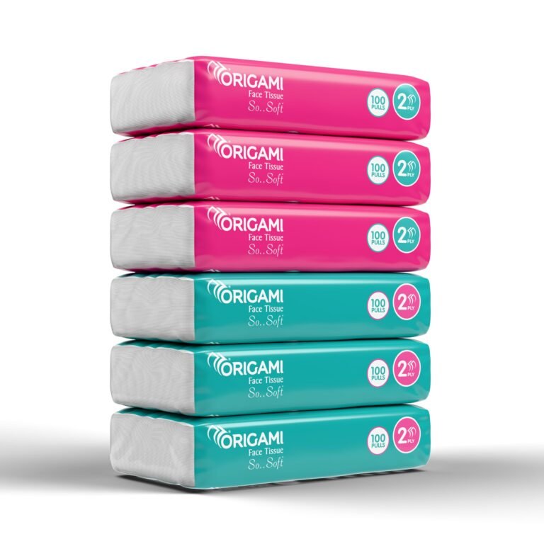 Origami So Soft 2 Ply Facial Tissue Pack | Ultra Soft, Skin Friendly & Highly Absorbent Face Tissues | Multipurpose Car, Home & Office Use | Pack of 6 (100 Pulls Per Pouch, 600 Sheets)