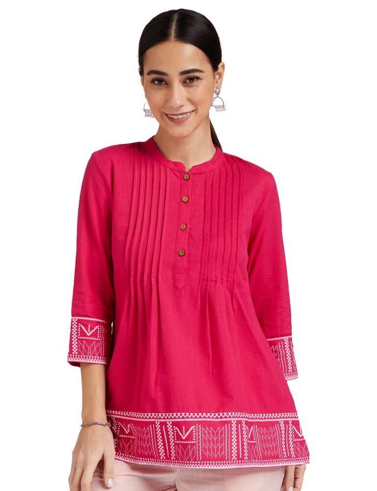 Amazon Brand – Myx Women Cotton Printed A-line Short Kurti (Available in Plus Sizes)