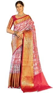 SWORNOF Women’s kanjivaram banarasi silk saree for festival Wedding silk with rich pallu Design sarees for women with Unstitched blouse piece