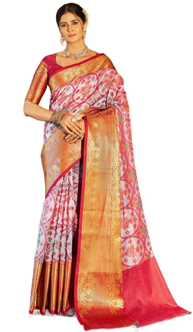 SWORNOF Women’s kanjivaram banarasi silk saree for festival Wedding silk with rich pallu Design sarees for women with Unstitched blouse piece