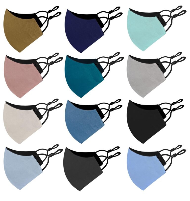 Bildos Cotton Unisex Super Breathable Cloth Face mask with Adjustable Ear Loop (Multicolour) – Pack of 12