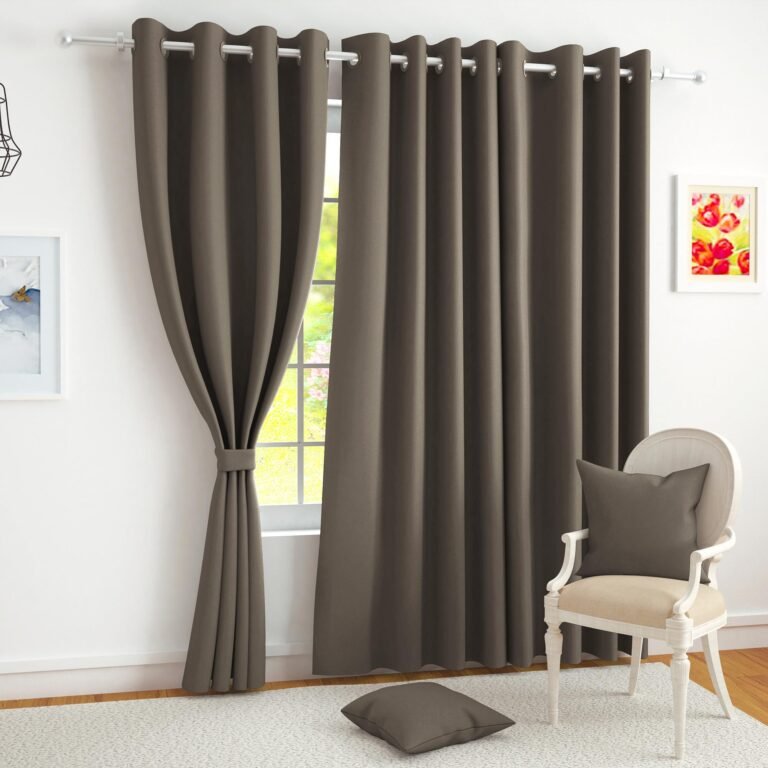 Story@Home 100% True Blackout Semi Long Door Curtains 8 Feet Set of 2 | Solid Design |Room Darkening Curtain | Thermal Insulated Curtains for Living Room, Bedroom | (116 X 242 Cm, Tan Beige)
