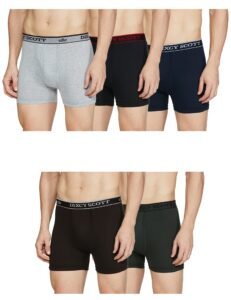 Dixcy Scott Cross Trunk | Long Leg Trunks for Men | 100% Combed Cotton | Soft, Sweat-Absorbent Waistband | C-Open Front Men’s Underwear | Self-Hem Leg Grip Innerwear for Man | Pack of 5