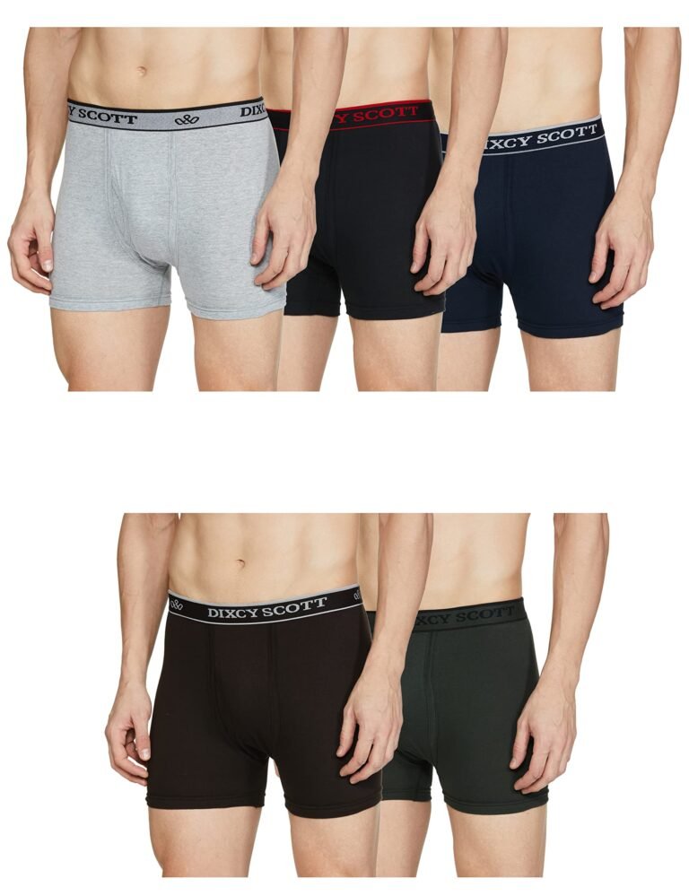 Dixcy Scott Cross Trunk | Long Leg Trunks for Men | 100% Combed Cotton | Soft, Sweat-Absorbent Waistband | C-Open Front Men’s Underwear | Self-Hem Leg Grip Innerwear for Man | Pack of 5