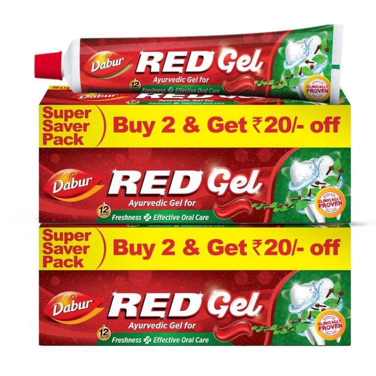 Dabur Red Gel Ayurvedic Toothpaste – 600g (150g x 4) | Reduction in Bad Breath, Plaque & Gingivitis | Freshness with Protection | For Healthy Gums & Effective Dental Care