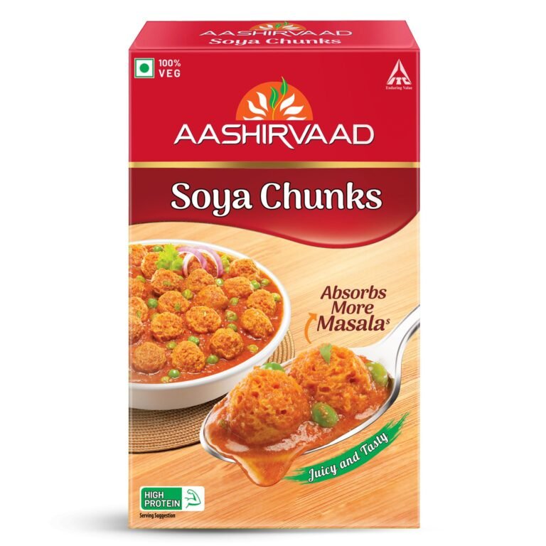 Aashirvaad Soya Chunks, 100% Veg, Absorbs More Masala, Juicy & Tasty, High Protein, 200g Pack