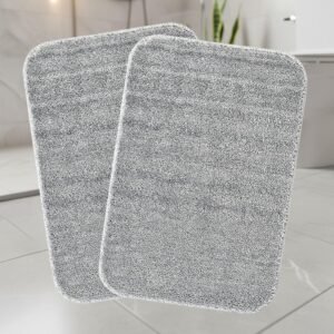 Saral Home Solid Soft Microfibe Antiskid Bathmat 2Pc, LT.Grey, 35X50 CM