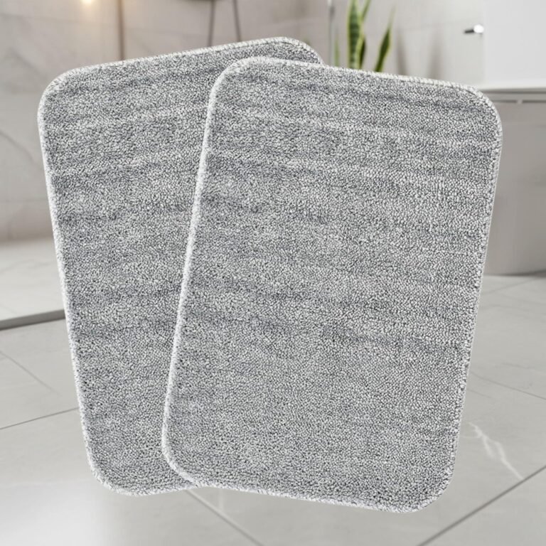 Saral Home Solid Soft Microfibe Antiskid Bathmat 2Pc, LT.Grey, 35X50 CM