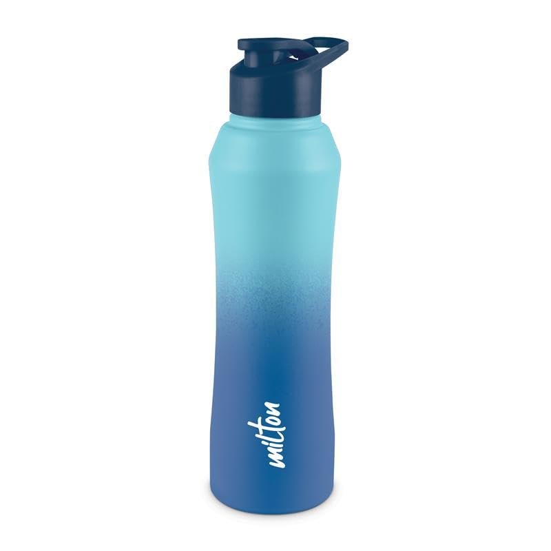 MILTON Comet 1000 ISI Certified Stainless Steel Water Bottle I Leak Proof I Rust proof I Single Walled I Ideal for Office, School, Home, Gym, 1000 ml, Light Blue & Dark Blue