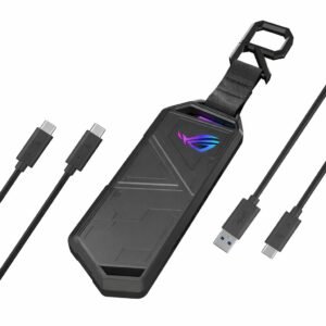 ASUS ROG Strix Arion Aluminum Alloy M.2 NVMe External SSD Holder Portable Enclosure Case, USB 3.2 Gen 2 Type-C (10 Gbps), USB-C to C and USB-C to A Cables, Fits PCIe 2280/2260/2242/2230 M Key/B+M Key