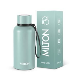 Milton Aura 500 Thermosteel Water Bottle 500 ml, 24 Hr Hot and Cold I Leak Proof Lid, ISI Certified I Vacuum Insulated I for Office, Gym, School I Grey