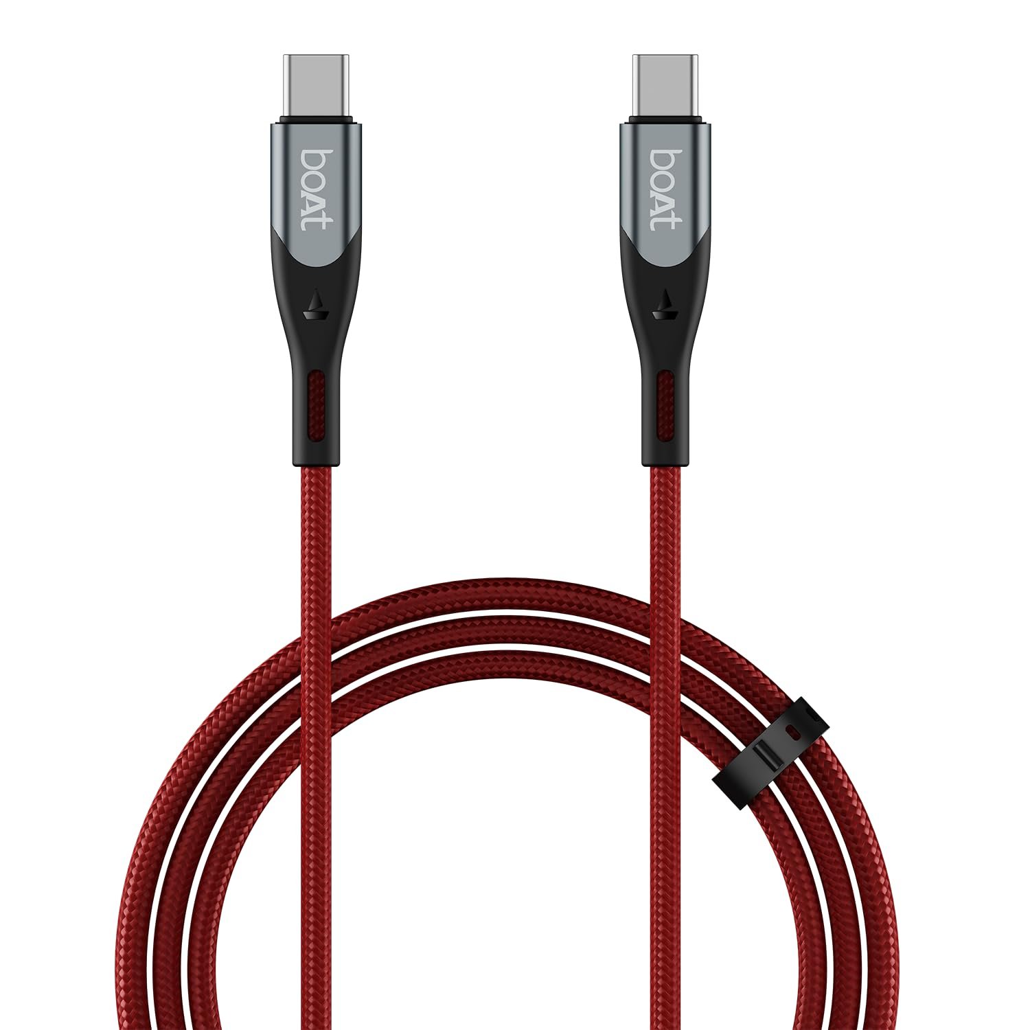 boAt Type C to C 65W Fast Charging Cable with 480 Mbps Data Transfer, Tangle-Free Cable in Premium Nylon Braided Design (Martian Red)