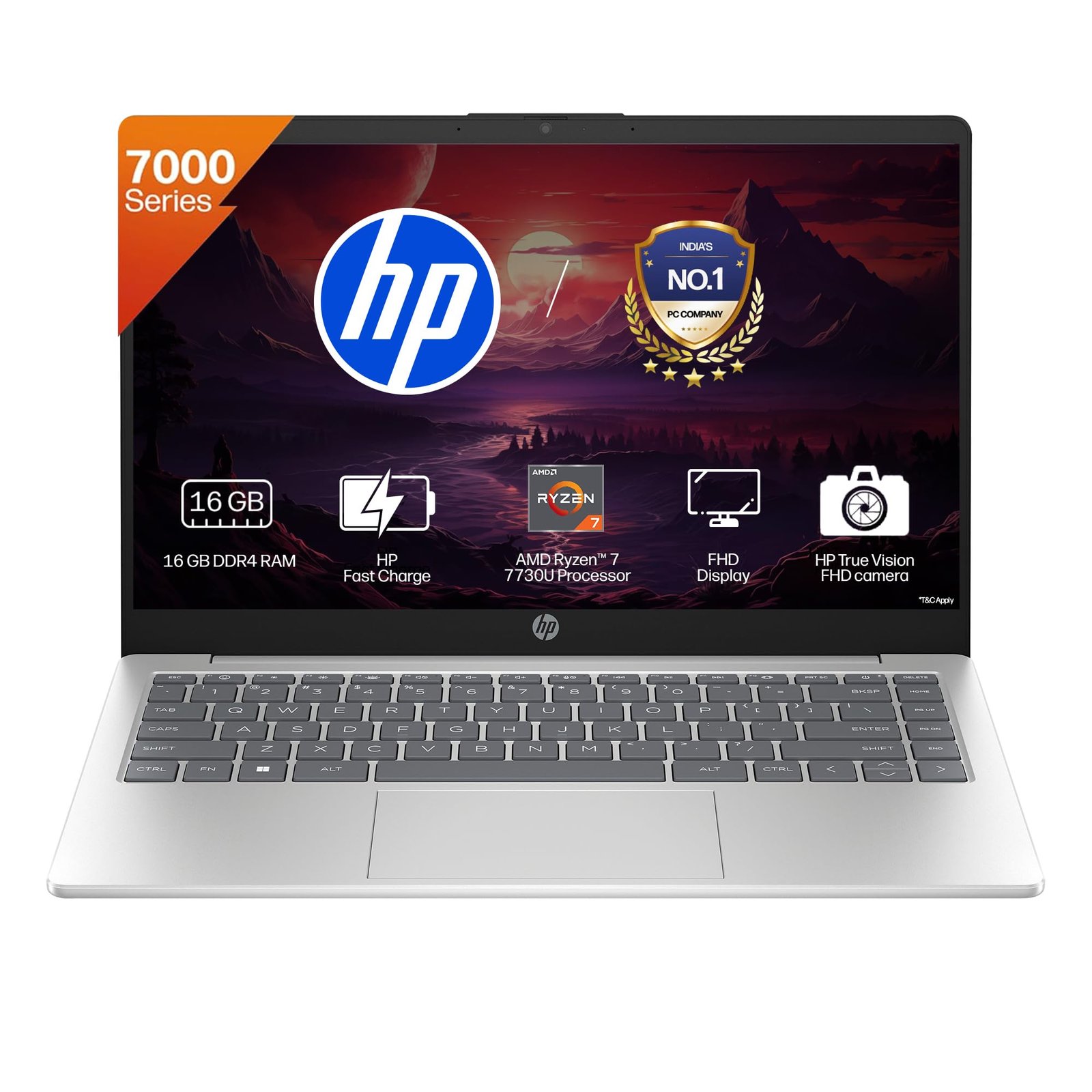 HP 14, AMD Ryzen 7 7730U (16GB DDR4, 512GB SSD) FHD, Anti-Glare, Micro-Edge, 14”/35.6cm, Win11, M365 Basic(1yr), Office Home24, Silver,1.4kg, EM0104AU, FHD Camera w/Privacy Shutter, Backlit Laptop