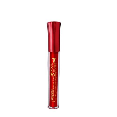 Keya Seth Aromatherapy Aromatic 100% Natural Liquid Sindoor Red with Sponge-Tip- Applicator- Long Lasting Chemical free & Waterproof With Floral Pigment- (5ml)