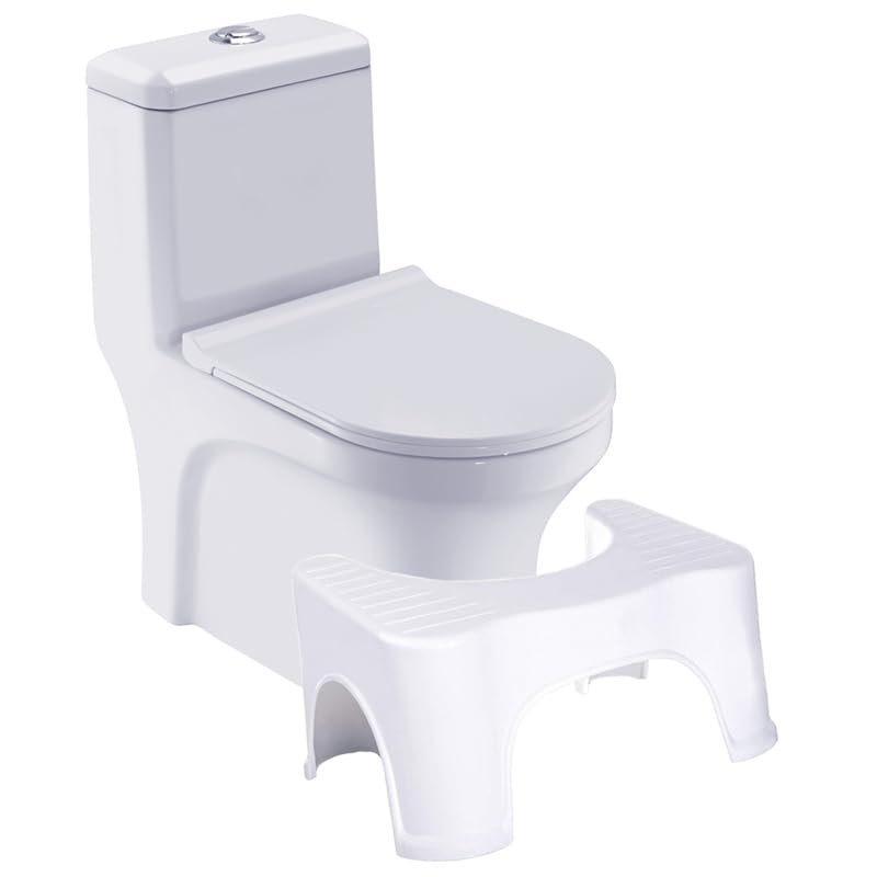 PFB Perfect Toilet Posture Plastic Potty Step Stool for Western Toilet Bathroom Slope Design for Scientific Angle, Anti-Slip, 20 CM Height (White)